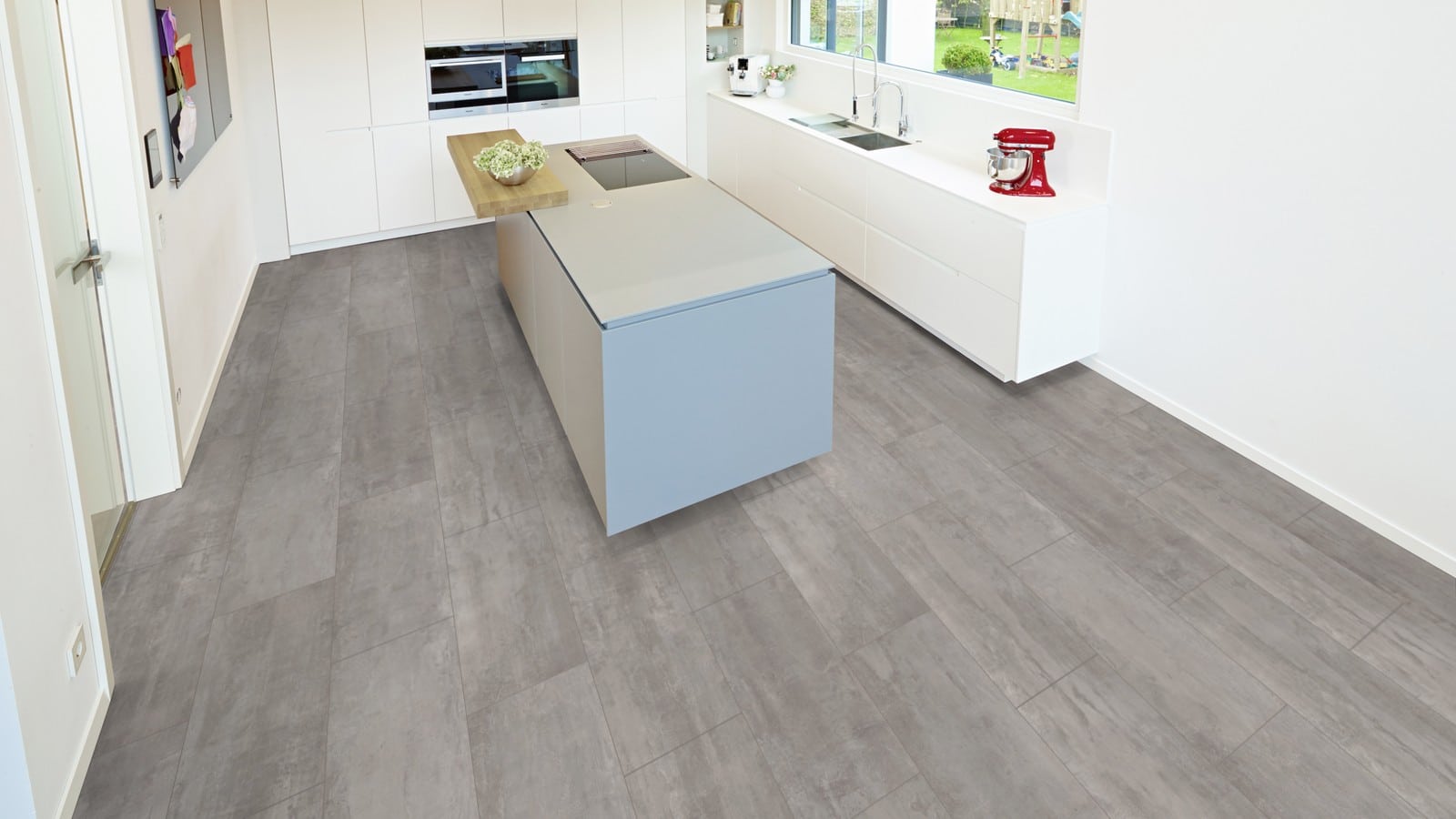 Cement Look Light Grey Laminate Tile, Grey Laminate Flooring In Kitchen